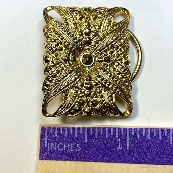 Vintage Scarf Clip Gold Tone Jewelry Clothing Clip Gift for Her Retro Filigree - Picture 9 of 9